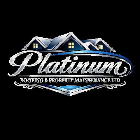 Platinum Roofing and Property Maintenance Ltd logo featuring stylized house with pitched roof and blue accent